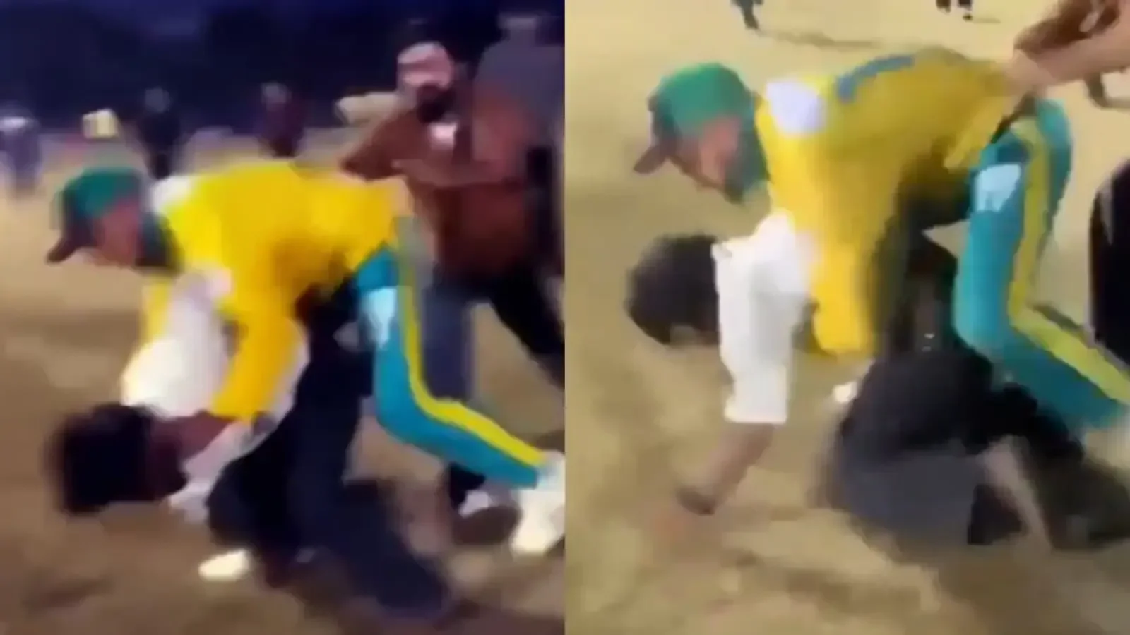 A still from the viral video of Jehangir Lone's alleged confrontation with a spectator at Bakshi Stadium in Srinagar