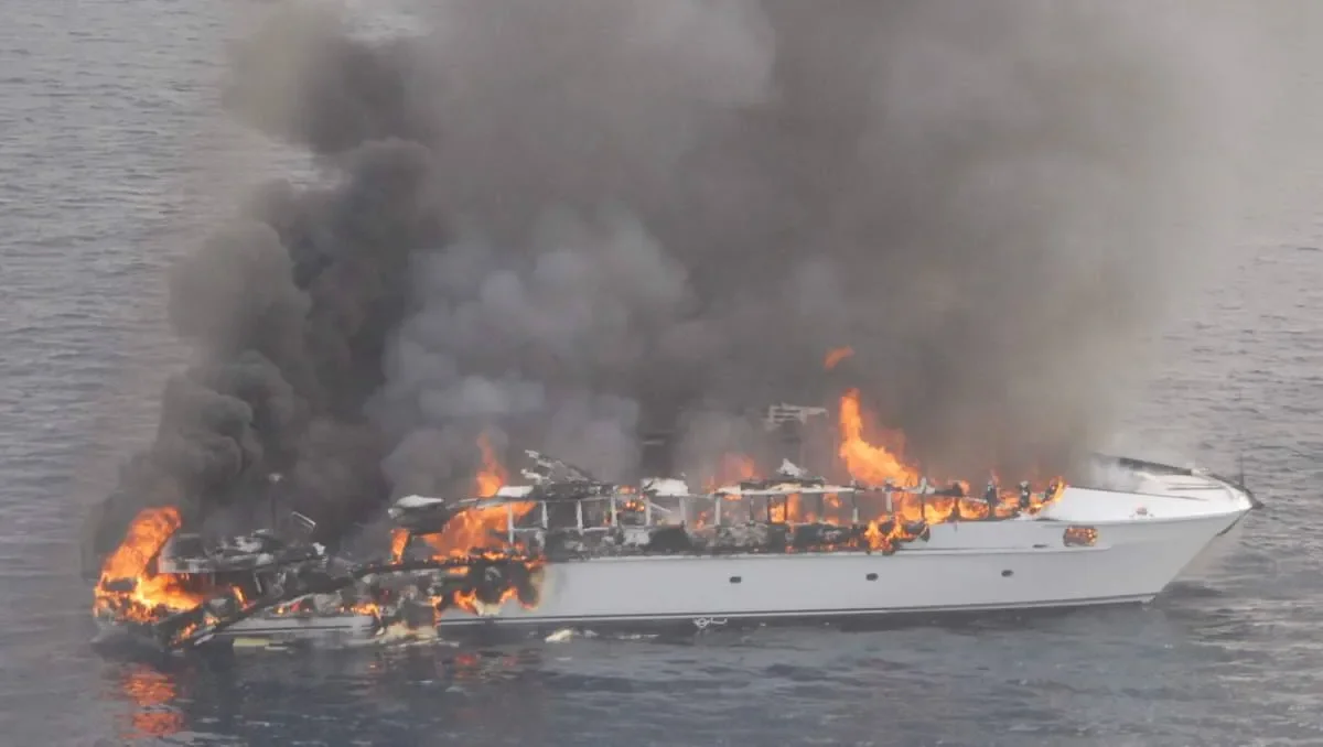 Representative image of a yacht on fire | Australian Maritime Safety Authority