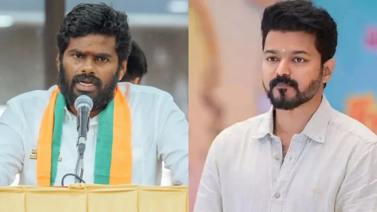 K Annamalai (left) and Tamil Nadu Chief Minister Thalapathy Vijay